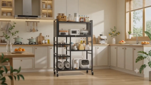 Kitchen Storage Rack Open Storage Shelves Vegetable Fruit Storage Organizer Metal Rack with Baskets