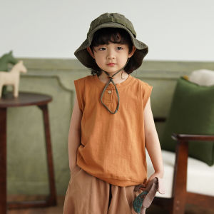 Korean Style Pure Cotton round Neck Vest Baby Summer Clothes Folded Pure Color Baby Clothes Boys Girls Childrens Polo Shirt