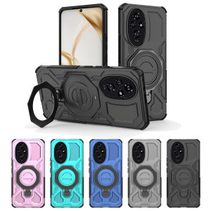 Magnetic Wireless Charge Phone Case With Ring Holder Kickstand For Magsafe Honor 400 200 Pro Lite Hard Carbon Fiber Soft Cover