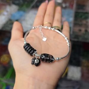 Q133 - Lắc bạc lu thống ngũ điếu túi tiền Thạch Anh Tóc Đen treo móc Bạc kim tiền cho Thủy và Mộc - Phong Thuỷ TUDO