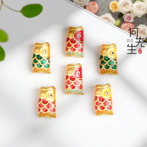 Enamel Color Carp Spacer Beads Beads Accessories Alluvial Gold DIY Handmade Accessories Leaping Carp Bracelet Bracelet Material