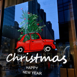 Christmas Decorations Static Cling Glass Stickers Car Window Decals Festive Atmosphere Window Flowers Tree Stickers