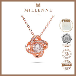 MILLENNE Made For The Night Diamonds are Forever Cubic Zirconia Rose Gold Necklace with 925 Sterling Silver