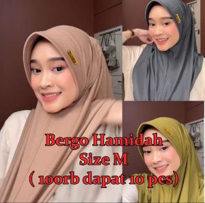 (100rb dapat 10pcs) Paket Bergo SIze M Jilbab Hamidah Label Besi Akrilik