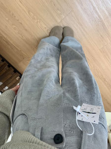 Gray Printed Wide Leg Suit Pants for Women High Waist Loose Casual Trousers Draping Effect Slimming plus Size Fashionable