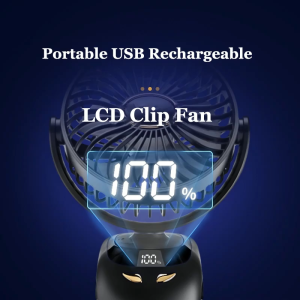 Clip Fan Portable Rechargeable USB Fan Electric Mini Fan With LED Digital Display Clip Electric Fan USB Rechargeable Mini Cooling Fan