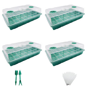 12/40 Holes Seed Starter Tray Seedling Plant Trays with Humidity Vented Domes Bases Seed Starting Indoor Gardening Greenhouse