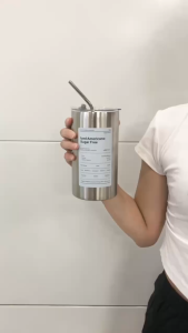 SAIYG Iced Coffee Cup with Straw 600ml Industrial Style Americano Coffee Mug Stainless Thermoses Americano Coffee Bottle