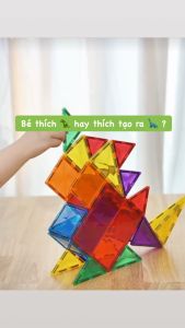 Đồ chơi xếp hình nam châm ánh sáng cầu vồng Mideer Colorful Magnetic Tiles cho bé từ 3 tuổi trở lên