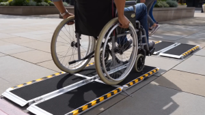 DCENTA Foldable Non-Slip Waterproof Loading Ramp Widened Portable Wheelchair Ramp With Handle For Stairs Doorways Steps And Mobility Scooter