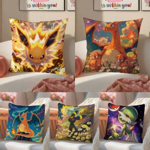 Bandai | Pokemon Psyduck Anime Plush Pillow Cover Soft Short Plush Cushion Cover For Sofa Bedroom Home Decor Gift Decoration