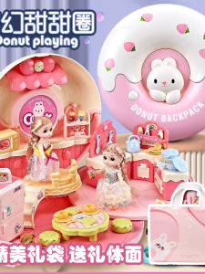 Dollhouse Simulation Toy Bag for Girls Birthday Gift Realistic Dream Mansion Playset Childrens Educational Role-playing Game