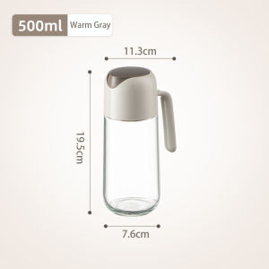 Yoice 500ml Glass Oil Bottle With Handle Automatic Lid Opening Oil Can Oil Pot Leak-Proof Seasoning Oil Bottle Condiment Dispenser Storage Tank