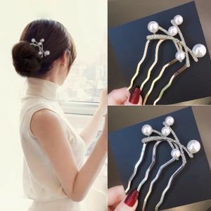 Elegant Metal Hair Comb Bun Maker Fringe Comb Hairpin Clip Stylish Korean Style Hair Accessories for Women Spring New Arrival