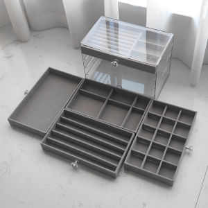 Luxurious Multi-Layer Anti-Oxidation Jewelry Box Earring Necklace Storage Organizer Velvet Material Desktop Storage Solution