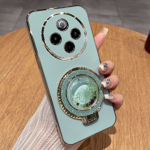 Vivo Y300 pro Sandflow Stand Case Silicone Protective Cover Soft Shockproof Lens Full Protection Fashion Luxury Style Mobile Phone Shell