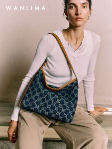 Large Capacity Denim Hobo Bag Womens Crossbody Bag Commute Underarm Chain Bag Tote Bag Soft Shoulder Bag Pure Color