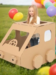 Kids High-Speed Rail Locomotive Cardboard Toy House Carriage Kindergarten Paper Leather Handmade DIY Assemble Carton Model