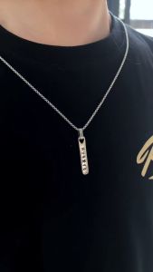 Marshel Necklace - Kalung Ukir Nama Laser Pria Titanium 100% Anti Karat Cowok Silver Stainless Steel