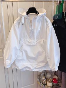 Hooded Trendy Outdoor Jacket Coat Mens and Womens Spring and Autumn Models Stylish Niche Style Jacket Windproof Casual Pure Color Tops Tide