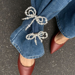 PuRui Fashion Imitation Pearl Bowknot Ankle Chain Decoration for Women Wide Leg Pants Luxury Temperament Jewelry Accessories