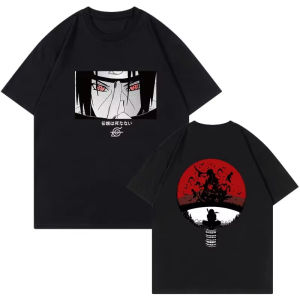 Bandai | 2026 Japanese Naruto Printed T-shirt Uchiha Itachi Anime Sports Top Loose Short Sleeve Cotton Summer Tshirt