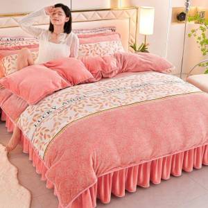 Thick Double Faced Coral Warm Flannel Bedding Set
