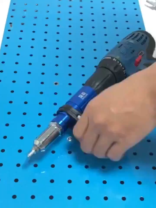 AKAPE- Rivet Gun for Cordless Drill Riveter Electric Rivet Nut Gun Rivet Tool Cordless Rivet Drill Adapter Insert Nut Tool 2.4~4.8mm (Blue