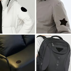 1 Set Black Geometric Self-Adhesive Clothing Repair Patches Assorted Shapes Durable Fabric Fixes for Down Jackets and Garments
