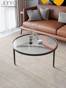 Nordic Reeded Glass Coffee Table 70cm Living Room Round Table