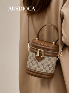 Fashionable Retro Bucket Bag Womens Handbag Commuter Casual Crossbody Bag Soft PVC Material Floral Print Multifunctional