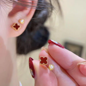 Bông Tai Mô Phỏng Hạt Ngọc Đỏ Thời Trang