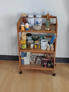 ชั้นวางชาเคลื่อนย้ายได้ ชั้นวางเก็บของแบบเรียบง่าย รับน้ำหนักได้ดี เคลื่อนย้ายได้ อเนกประสงค์ ชั้นกระดานหนา ทนทาน