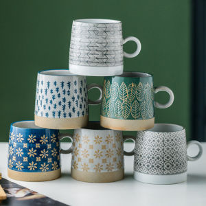 Vintage Embossed Stoneware Mug