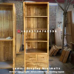 Lemari Display Minimalis kekinian material full kayu jati solid berkualitas produk asli Jepara lanwooden lemari pakain pintu 2 lemari pakaian pintu 3 lemari hias ukiran jati lemari pakaian minimalis lemari ukiran pintu 2 lemari ukiran pintu 3