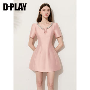D-PLAY | Pink Satin Bow Detail Summer New Arrival Dress