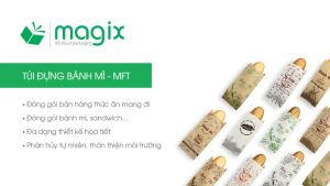 MFT1T4N - 24x9.5x4.5 cm - 100 Túi bánh mì Trắng in sẵn họa tiết BEST STREET FOOD - Bao bánh mì Túi giấy thực phẩm an toàn