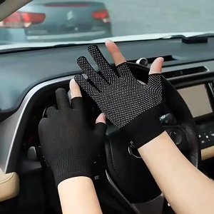 Breathable Nylon Gloves Anti Slip Sport Gloves Motorcycle Fishing Cycling Sarung Tangan Basikal Motosikal Delivery Rider Food Rider Parcel Delivery Cotton Glove for Gym School Event Sport Carnival Drawing Glove