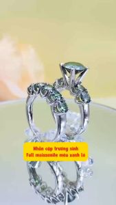 Nhẫn Moissanite Mỹ D/FL màu trắng 100giác kiểm định GRA và có mã số cạnh riêng cho từng viên Nhẫn bạc nữ xi bạch kim 5 hột Nhẫn đính full kim cương nhân tạo đá moissanite đẹp - KIM LỘC PHÁT N5H4L-7L5