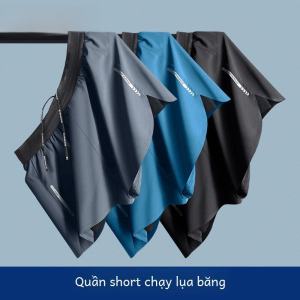 Quần Short Thể Thao Nam Ba Mảnh Chạy Bộ Marathon Thể Dục Nhanh Khô Lụa Băng Mùa Hè Quần Tập Luyện Điền Kinh