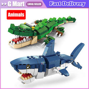 Creative 3in1 Gear Mechanical Swimming Shark Model Building Blocks Ideas Toys Deep Sea Creatures Children Bricks Kids Gifts