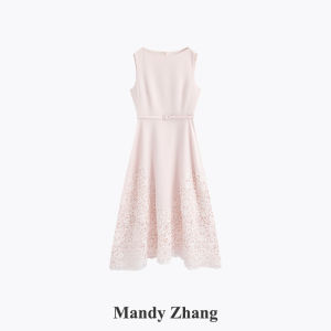 Richest Family Style Lace Splicing Acetate Off-Shoulder Dress