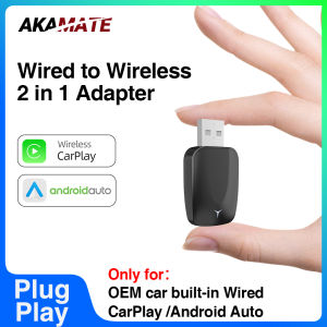 Wireless CarPlay Dongle 2 in 1 Wireless Android Auto Adapter for OEM Wired CarPlay Vehicles Car Radio Plug and Play Bluetooth 