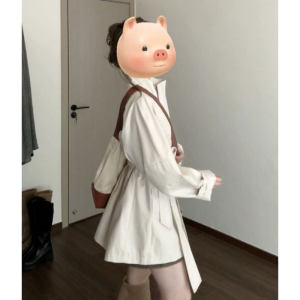 CHANGTONG | Elegant British Style Short Petite Stand Collar Trench Coat