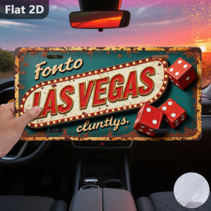 2D Flat 1pc Only for Decoration Decor Outdoor Signs & Wall Decor (15x30cm) Tin Sign FONTO LAS VEGAS Retro Home Decor