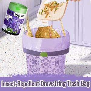 Floral Scent Drawstring Garbage Bag Lavender Insect-Repellent Drawstring Trash Bag Anti Insect Sanitary Bags With Rop