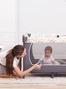 2 Level Baby Crib Toddler Travel Cot Portable Bed Folding Bedside Door Protect With Free Mosquito Net Crib For Baby Bedside Bed