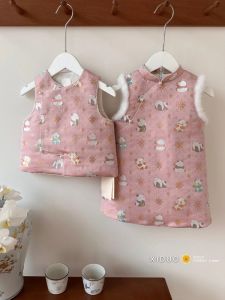 New Year Baby Girls One-Year-Old Ceremony Dress Sweet Hanfu Cheongsam Cotton Lined Embroidered Jacket Year-End Greeting Clothes