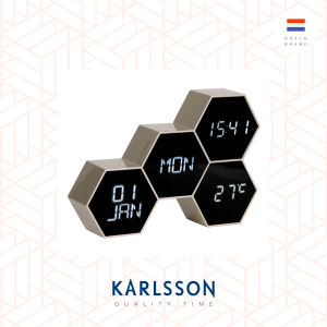 Karlsson LED Alarm clock Six in the Mix painted gold Designer: Gijs v.d. Beucken