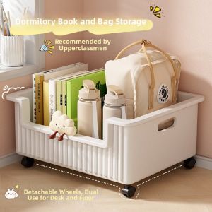 Book Bag Storage Box with Wheels for Desk